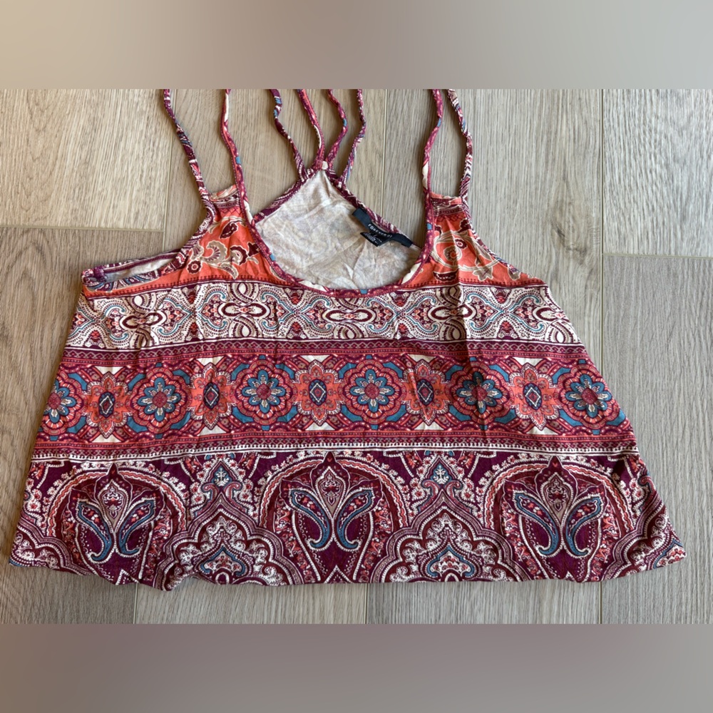 Forever 21 Red and Orange Paisley Tank Top